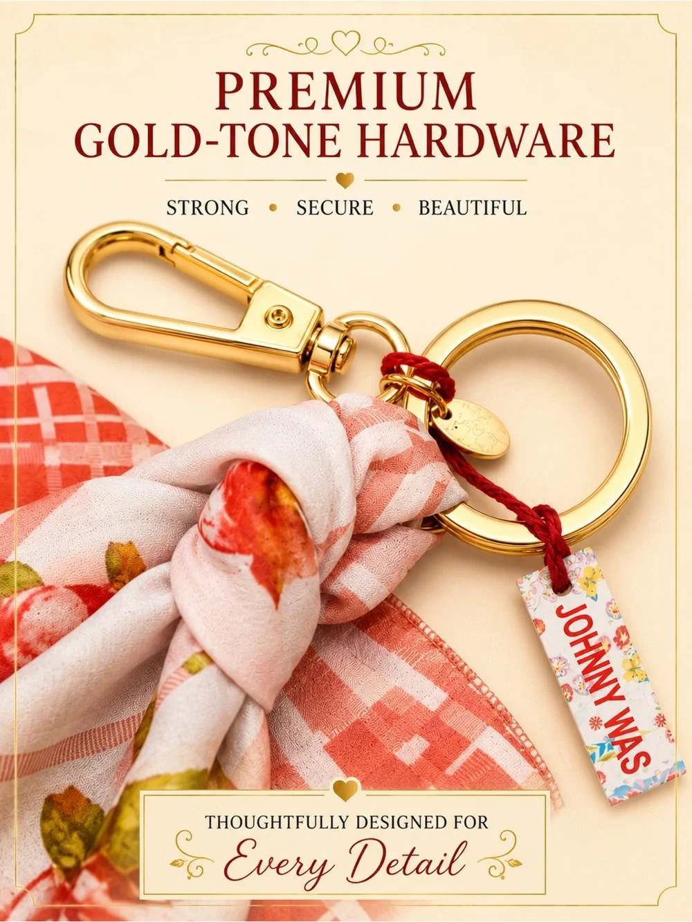 𝐉𝐎𝐇𝐍𝐍𝐘 𝐖𝐀𝐒 𝐍𝐖𝐓 Keychain Zoila Bandana Silk Scarf Handkerchief - Boho Bag Charm